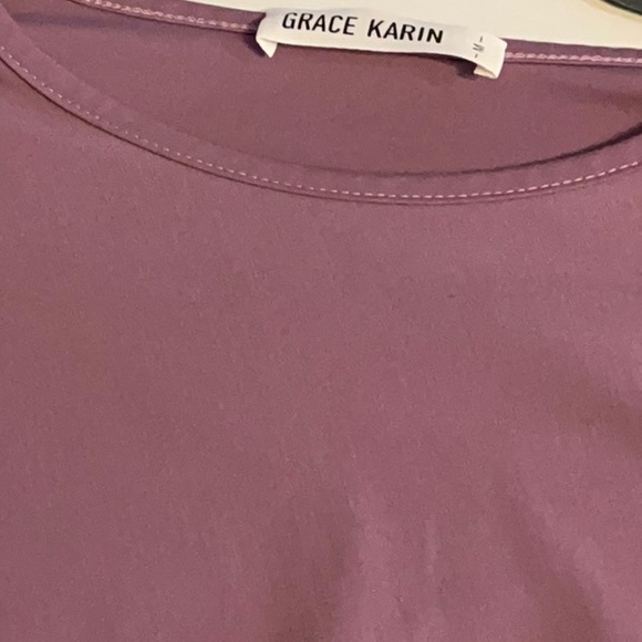 Grace Karin Mauve Tie-Front Cap Sleeve Blouse ~ Dusty Rose~Size Medium - Picture 15 of 16